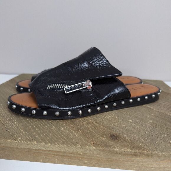 Cadwyn Slide Sandal In Black Leather 7.5 NWT - Picture 2 of 8